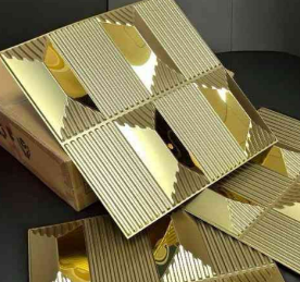 #14 Stone Mirror Champagne Gold 3D PVC Wall and Celing Panel
