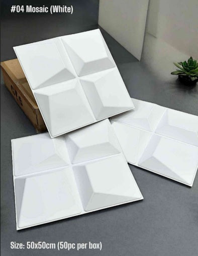 #04 Mosaic White 3D PVC Wall and Ceiling Panels