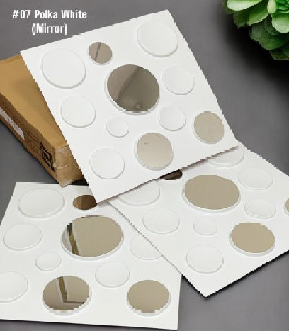 Polka White 3D PVC Wall and Ceiling Panels With Mirror