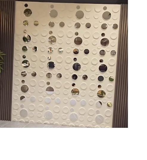 Polka White 3D PVC Wall and Ceiling Panels With Mirror