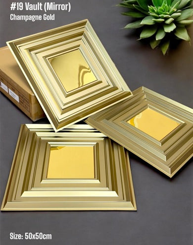 #19 Vault Champagne 3D PVC Wall and Ceiling Panels With Mirror