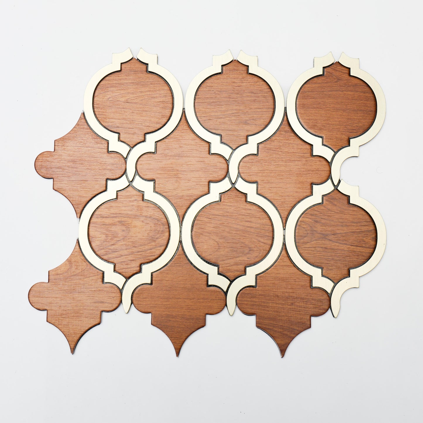Bronze Border White Self Adhesive Mosaic Tile