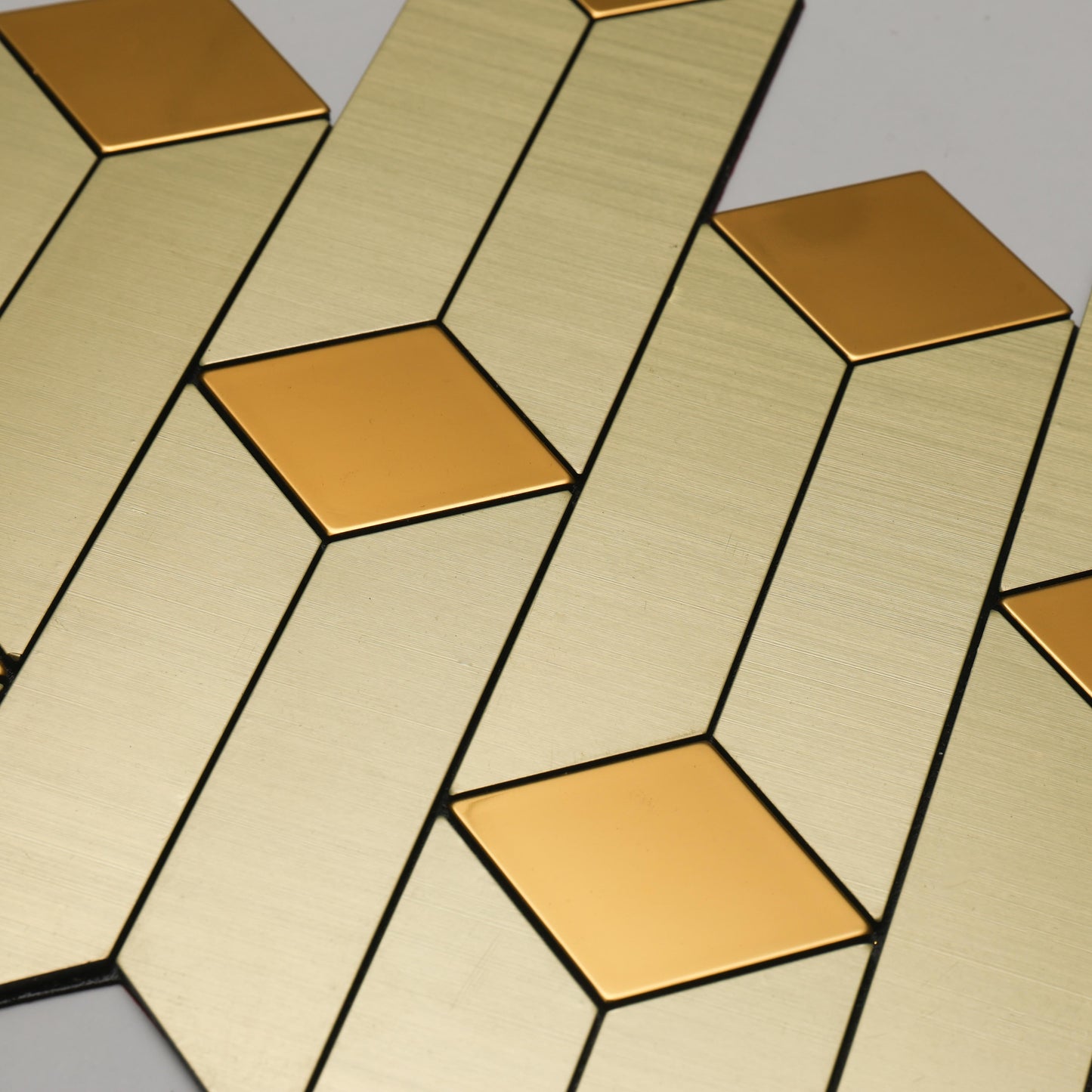 Golden and White Blocks Self Adhesive Mosaic Tile