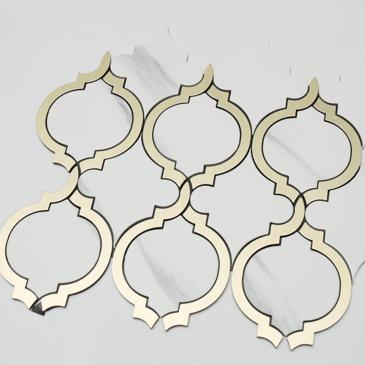 Golden Border White Self Adhesive Mosaic Tile