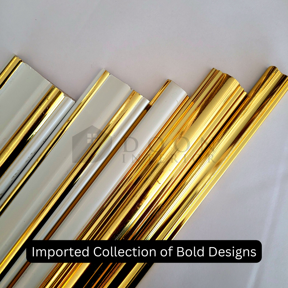 White and Gold French Moulding pattern 3 for wall | 8 Feet * 20 mm