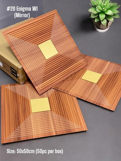 #20 Enigma Wooden 3D PVC Wall and Ceiling Panels With Mirror