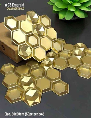 #23 Emerald Champagne Gold 3D PVC Wall and Ceiling Panels