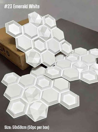 #23 Emerald White 3D PVC Wall and Ceiling Panels