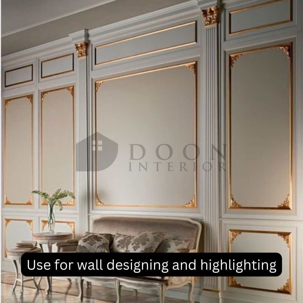 White and Gold French Moulding pattern 3 for wall | 8 Feet * 20 mm