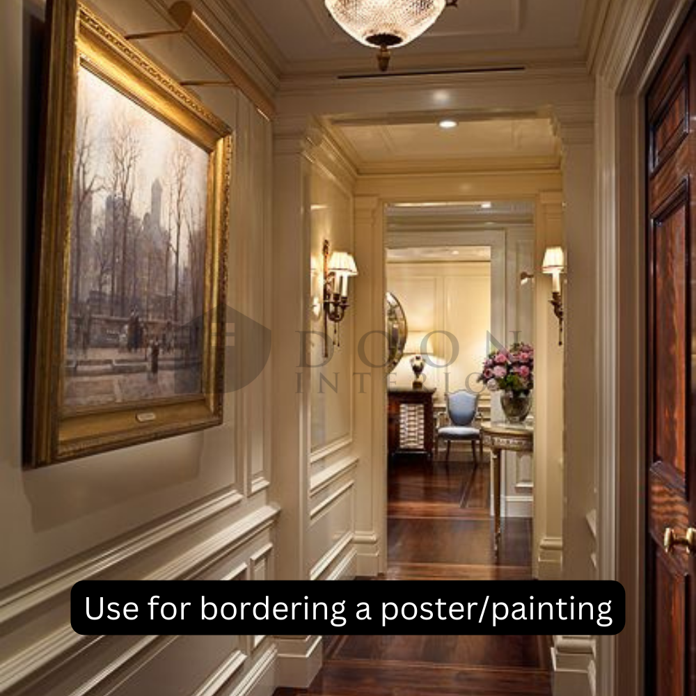 White and Gold French Moulding pattern 3 for wall | 8 Feet * 20 mm