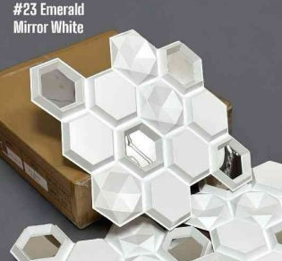 #23 Emerald White 3D PVC Wall and Ceiling Panels With Mirror