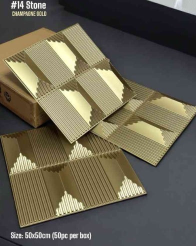 #14 Stone Champagne Gold  3D PVC Wall and Celing Panel