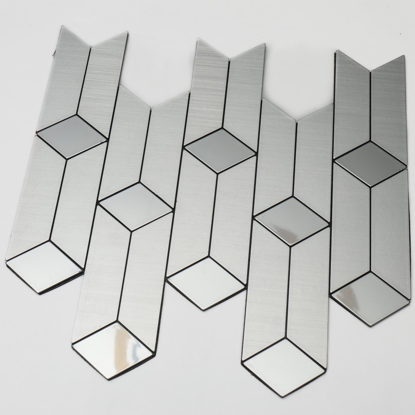 Silver and White Blocks Self Adhesive Mosaic Tile