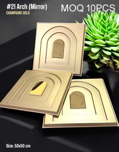 #21  Arch  Champagne Gold 3D PVC Wall and Ceiling Panels With Mirror