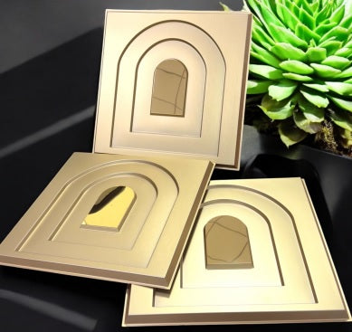 #21  Arch  Champagne Gold 3D PVC Wall and Ceiling Panels With Mirror